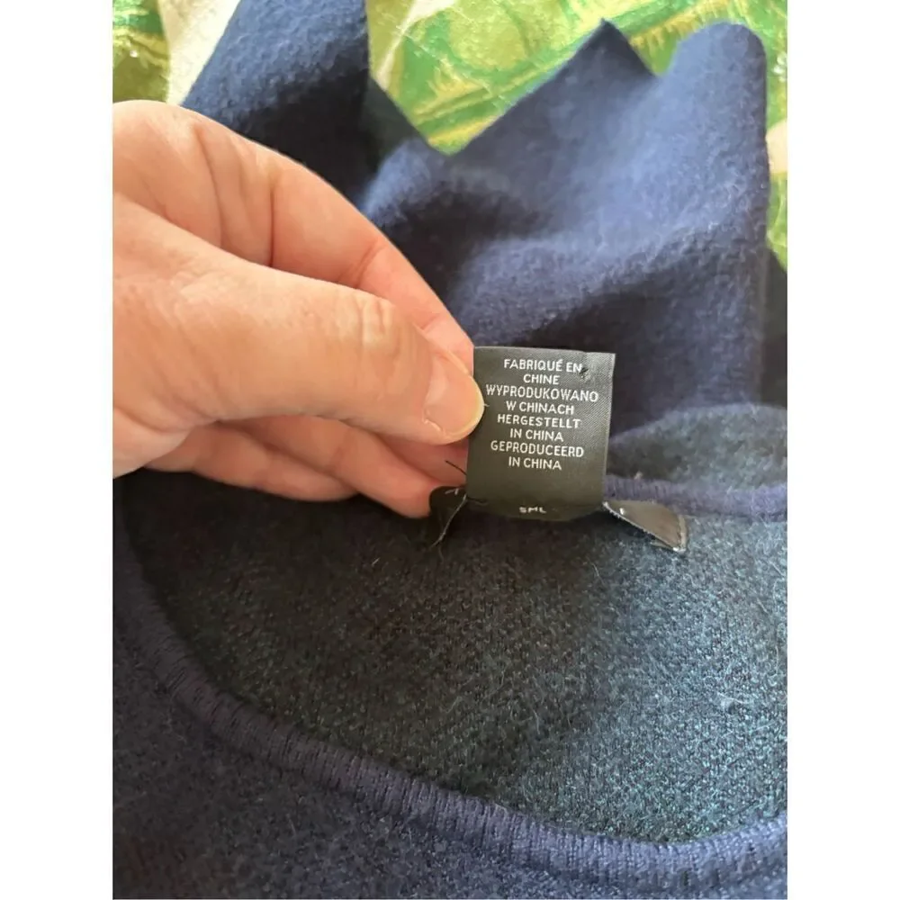 Tahari Plaid Knit Sweater Womens 1X Blue Green Crewneck Long Sleeve Top